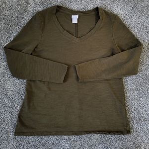 Chico's Olive Green Long Sleeve Top Size 1